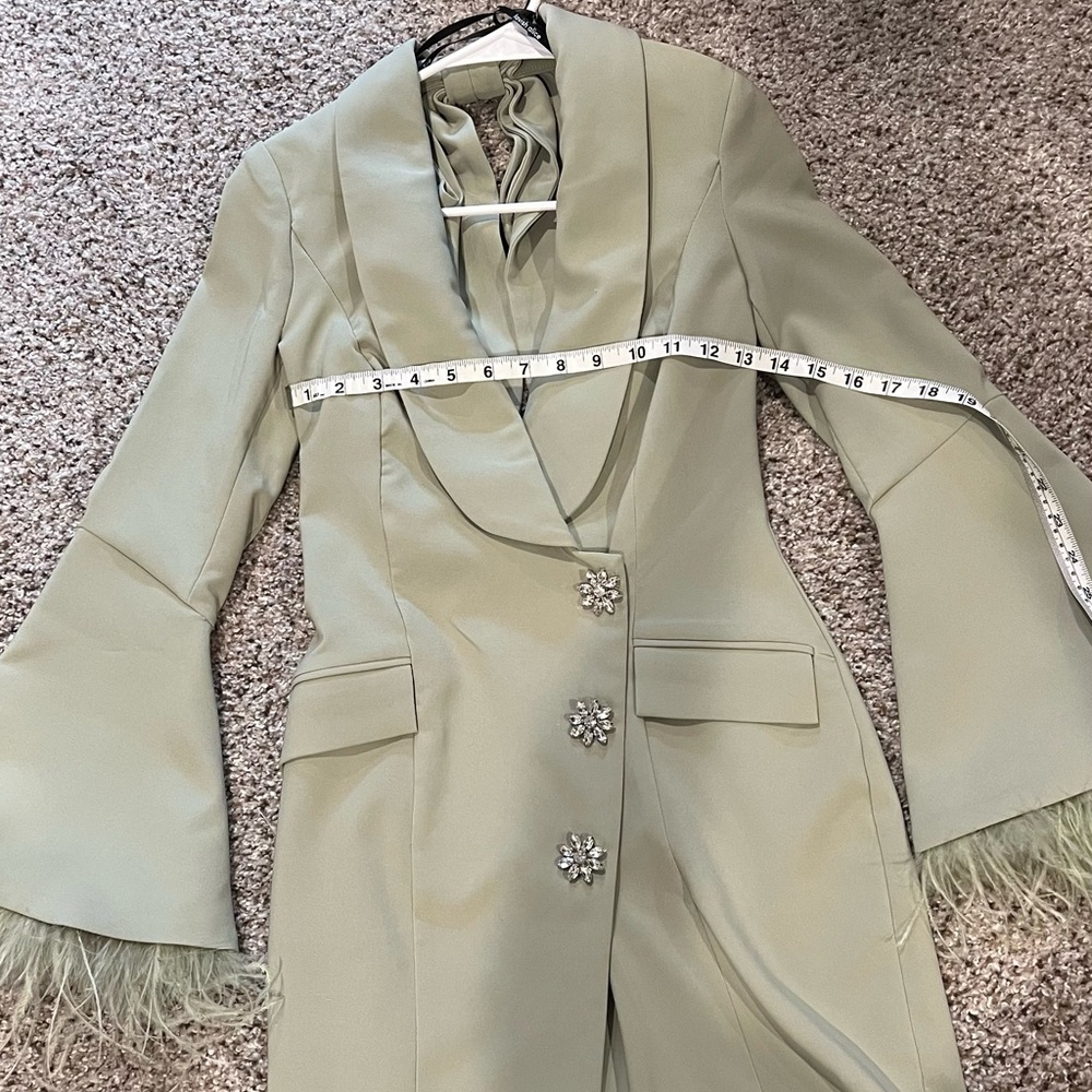 Lavish Alice Light Green Mini Dress with Feather Cuffs